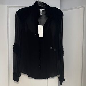 Diane Von Furstenberg Black Sheer Blouse